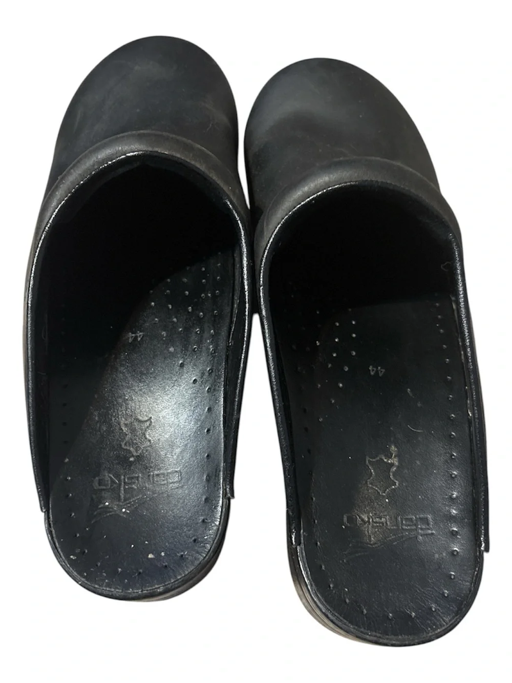 Dansko Black Leather Slip-On Clogs
